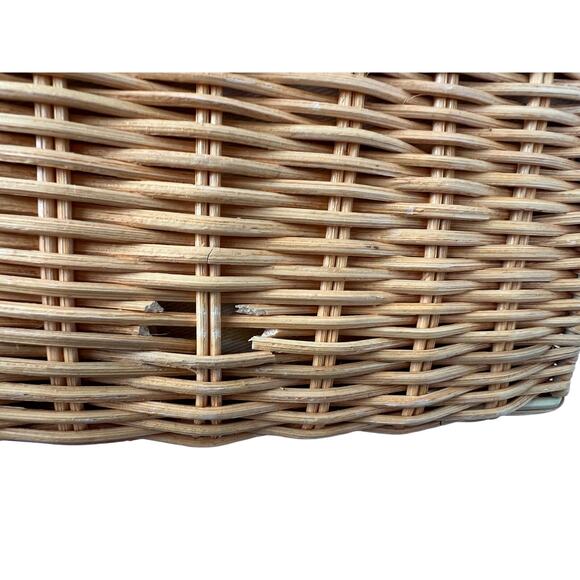 Pamela Munson Caroline Wicker Rattan Crossbody Bag w Pink Reptile Trim - Picture 9 of 10